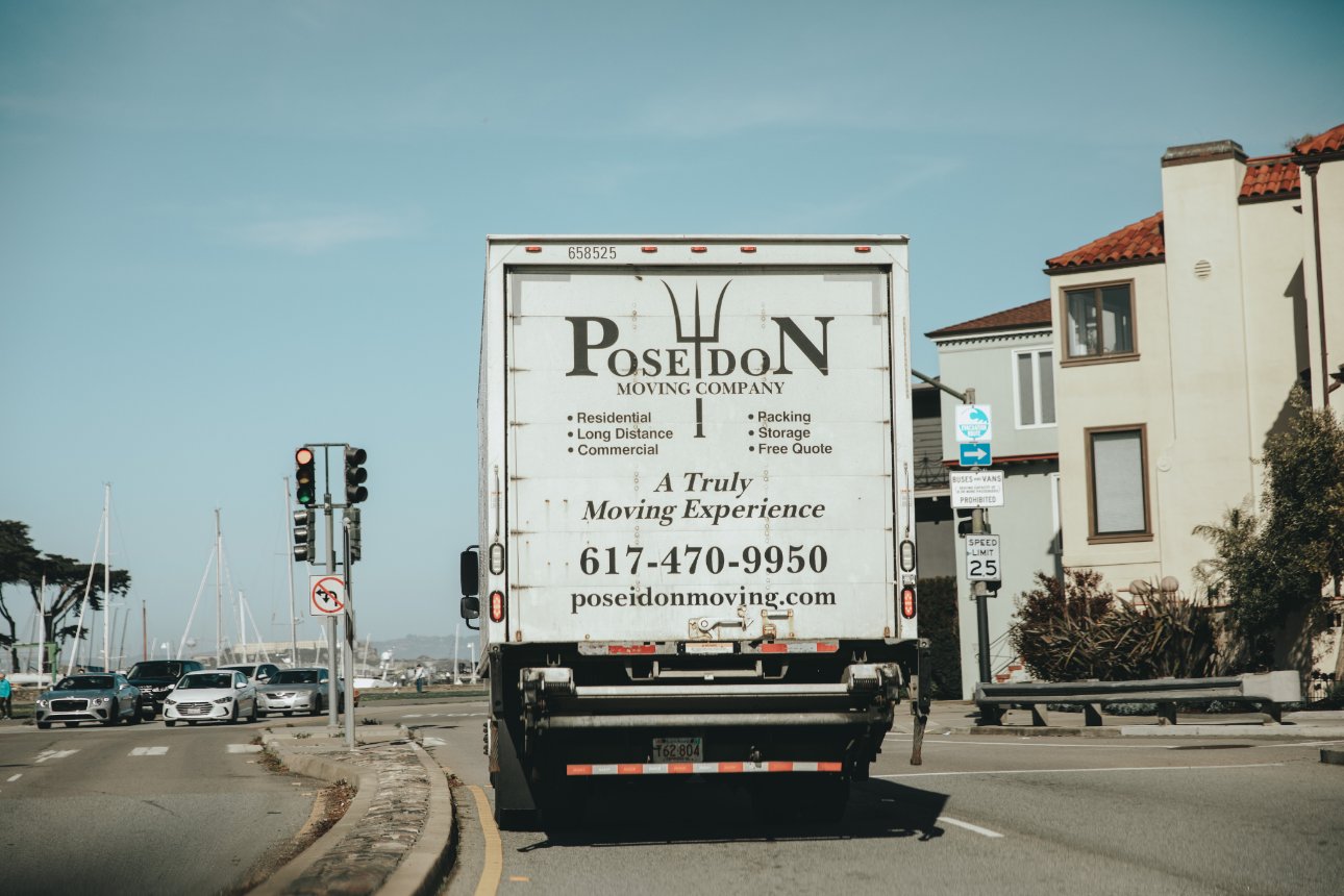 Poseidon Moving truck Boston movers delivering