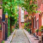 Historic brownstone homes in Beacon Hill, Boston neighborhood