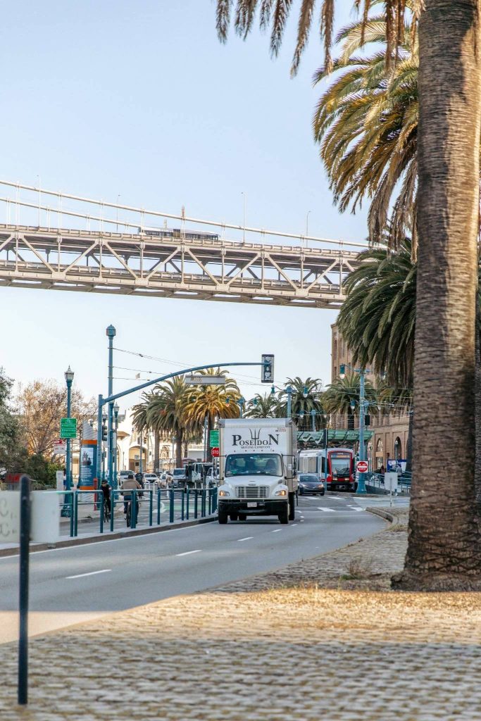 Poseidon Moving truck in San Francisco on the way to a client