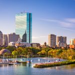 View of Boston skyline with the John Hancock Tower and Charles River from Cambridge