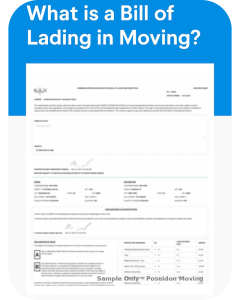 Sample Bill of Lading from Poseidon Moving showing typical layout and terms for a household goods move